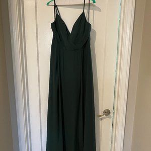 Bill Levkoff Evergreen Chiffon V-back A-line Dress